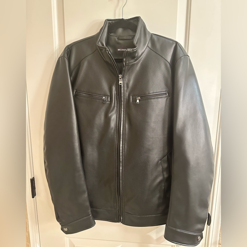 Michael Kors Black Faux Leather Jacket for Men